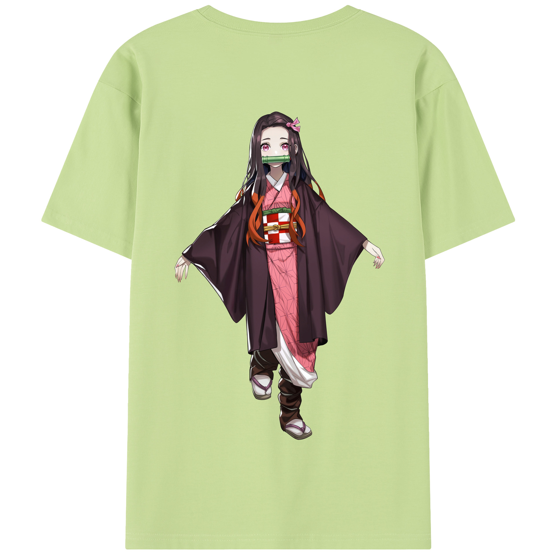 （画像用） 鬼滅の刃（きめつのやいば）竈門 禰󠄀豆子／かまど ねずこ Kamado Nezuko 綿100％半袖Tシャツ（背面プリント）